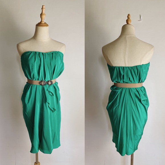 bcbg strapless green dress Bcbgmaxazria Strapless Maxi Cocktail Dress In Green